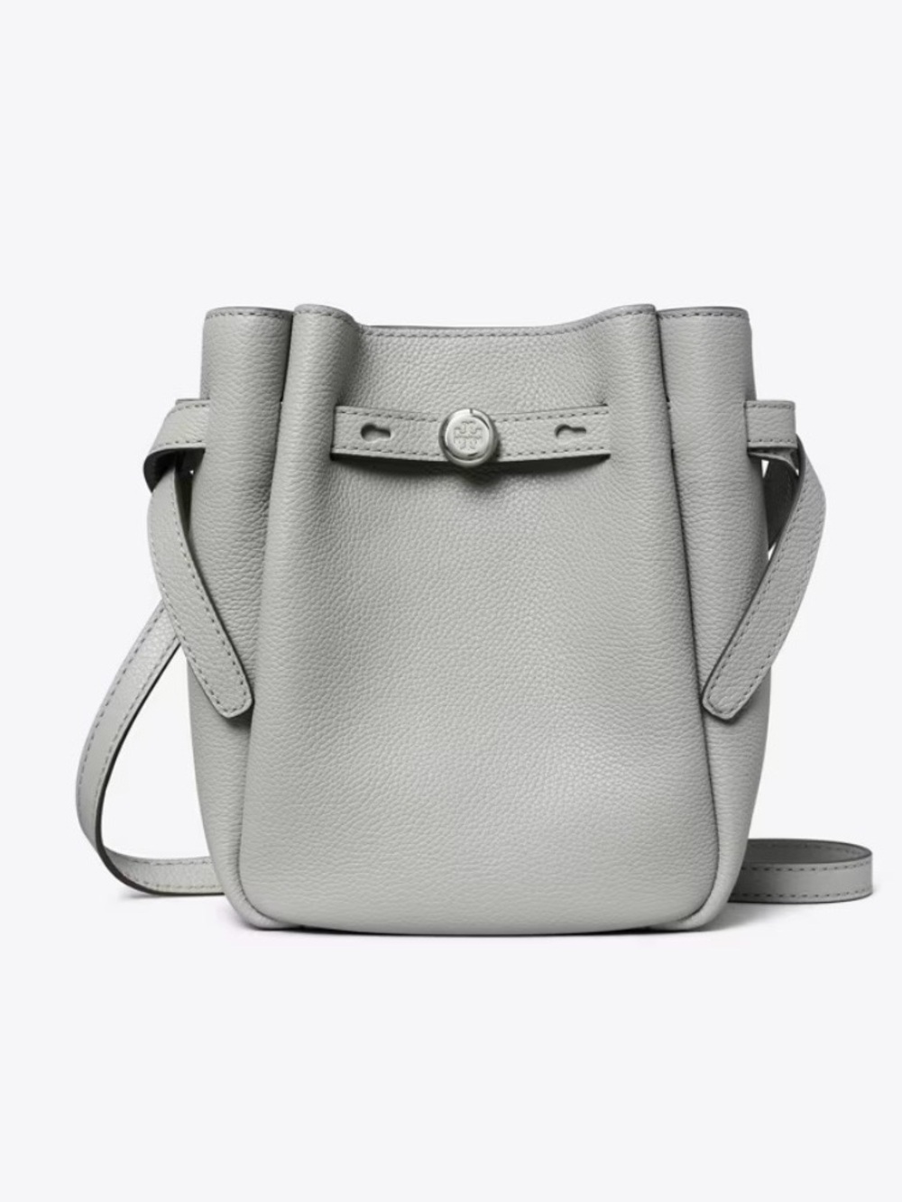 Tory Burch Romy Mini Small Leather Crossbody Tote Bag Light Granite - Picture 3 of 12